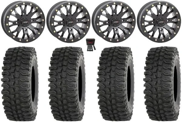System 3 SB-4 14″ Wheels Black (6+1) 27″ BDC Tires Can-Am Maverick X3 / Honda Pioneer 1000 / Talon
