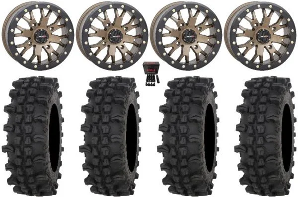 System 3 SB-4 14″ Wheels Bronze (6+1) 27″ ACP Tires Can-Am Maverick X3 / Honda Pioneer 1000 / Talon