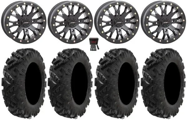 System 3 SB-4 15″ Wheels Black (6+1) 32″ Attack 2.0 Tires Kawasaki Mule Pro FXT KRX / Yamaha Wolverine RMAX / YXZ 2019+