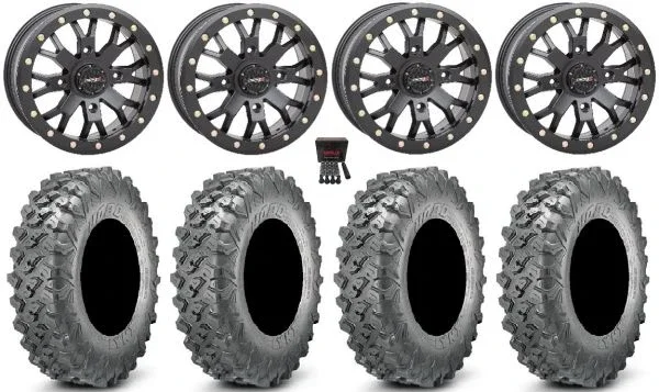 System 3 SB-4 15″ Wheels Black (6+1) 32″ Lynx SXS Tires Kawasaki Mule Pro FXT KRX / Yamaha Wolverine RMAX / YXZ 2019+