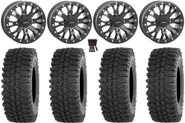 System 3 SB-4 Black (6+1) 14″ Wheels 28″ BDC Tires Polaris Sportsman / RZR / Ranger