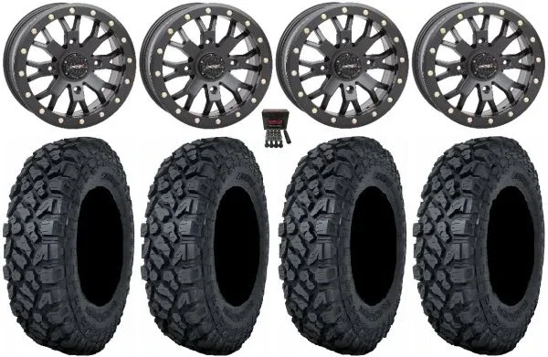 System 3 SB-4 Black (6+1) 15″ Wheels 32″ Klever X/T Tires Polaris Sportsman / RZR / Ranger
