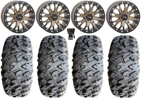 System 3 SB-4 Bronze (6+1) 14″ Wheels 32″ MotoClaw Tires Kawasaki Mule Pro FXT KRX / Yamaha Wolverine RMAX / YXZ 2019+