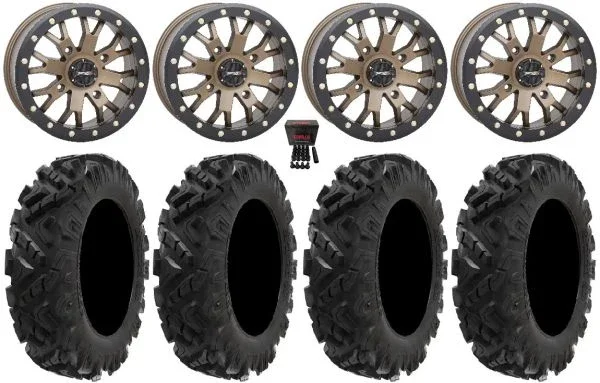 System 3 SB-4 Bronze (6+1) 15″ Wheels 30″ Attack 2.0 Tires Can-Am Maverick X3 / Honda Pioneer 1000 / Talon