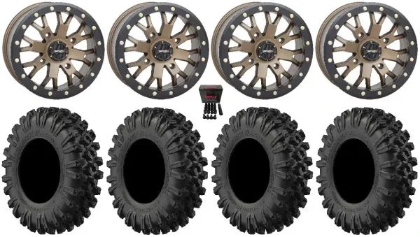 System 3 SB-4 Bronze (6+1/4+3) 15″ Wheels 37″ MotoRavage XL Tires Can-Am Defender