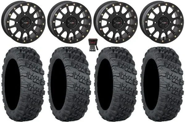 System 3 SB-5 14″ Wheels Black 32″ Versa Cross V3 Tires Can-Am Commander Maverick Renegade Outlander Defender