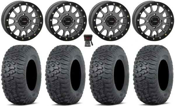 System 3 SB-5 14″ Wheels Grey 30″ Terra Hook Tires Polaris Sportsman / RZR / Ranger