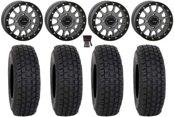 System 3 SB-5 15″ Wheels Grey 33″ RX600 Tires Can-Am Commander Maverick Renegade Outlander Defender
