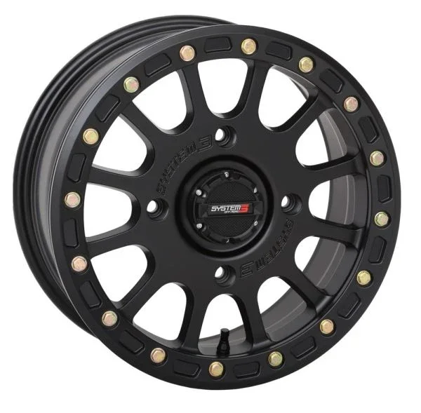 System 3 SB-5 Beadlock 15×10 Wide ATV/UTV Wheel – Matte Black (4/156) 5+5
