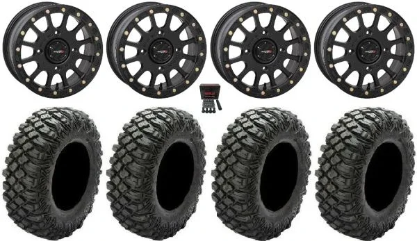 System 3 SB-5 Black 14″ Wheels 28″ Crawler XR Tires Sportsman 550 850 1000