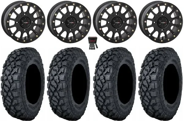 System 3 SB-5 Black 14″ Wheels 28″ Klever X/T Tires Sportsman 550 850 1000