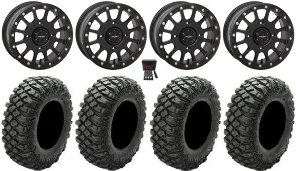 System 3 SB-5 Black 15″ Wheels 32″ Crawler XR Tires Polaris Sportsman / RZR / Ranger
