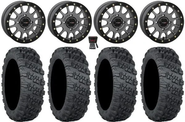 System 3 SB-5 Grey 14″ Wheels 28″ Versa Cross V3 Tires Polaris RZR XP 1000 / PRO XP / Ranger XP 900/1000