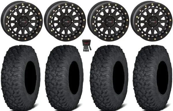System 3 SB-6 15″ Wheels Black (4+3) 32″ Coyote Tires Can-Am Maverick X3 / Honda Pioneer 1000 / Talon