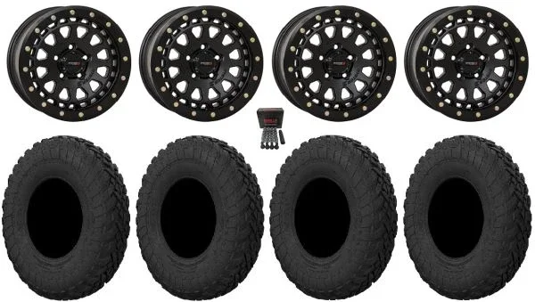 System 3 SB-6 15″ Wheels Black (4+3) 32″ Gripper R/T Tires Polaris RZR Turbo R & Pro R Ranger 1500 Xpedition