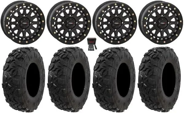 System 3 SB-6 15″ Wheels Black (5+2) 30″ Harvester Tires Can-Am Maverick X3 / Honda Pioneer 1000 / Talon