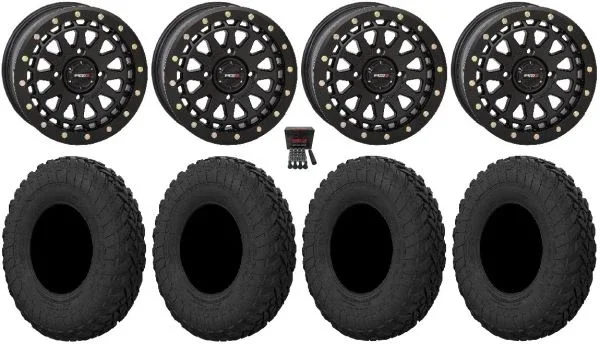 System 3 SB-6 15″ Wheels Black (5+2) 33″ Gripper R/T Tires Can-Am Maverick X3 / Honda Pioneer 1000 / Talon