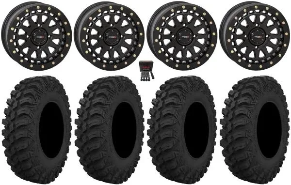 System 3 SB-6 15″ Wheels Black (6+1) 32″ Crawler AT Tires Polaris RZR XP 1000 / PRO XP / Ranger XP 900/1000