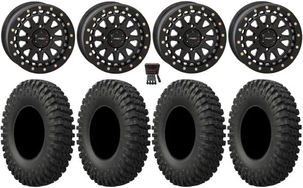 System 3 SB-6 15″ Wheels Black (6+1) 33″ MotoCrusher Tires Polaris RZR XP 1000 / PRO XP / Ranger XP 900/1000