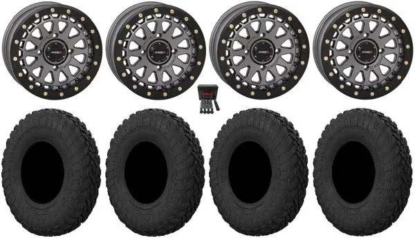 System 3 SB-6 15″ Wheels Gm (6+1) 30″ Gripper R/T Tires Kawasaki Mule Pro FXT KRX / Yamaha Wolverine RMAX / YXZ 2019+