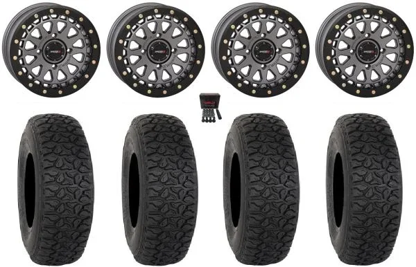 System 3 SB-6 15″ Wheels Gunmetal (4+3) 32″ DX440 Tires Polaris RZR XP 1000 / PRO XP / Ranger XP 900/1000