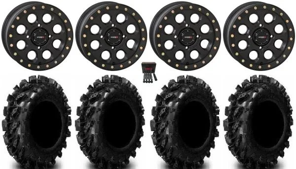 System 3 SB-7 14″ Wheels Black (4+3) 29.5″ Swamp Lite Tires Polaris RZR XP 1000 / PRO XP / Ranger XP 900/1000