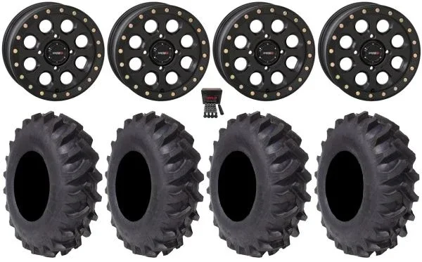 System 3 SB-7 14″ Wheels Black (4+3) 30″ Interforce R1 Tires Can-Am Maverick X3 / Honda Pioneer 1000 / Talon