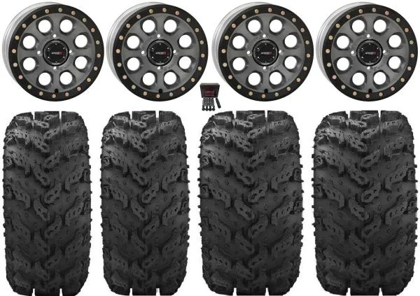 System 3 SB-7 14″ Wheels Titanium (4+3) 26″ Reptile Tires Kawasaki Teryx Mule