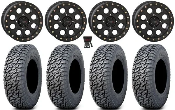 System 3 SB-7 15″ Wheels Black (4+3) 33″ Daemon Tires Can-Am Maverick X3 / Honda Pioneer 1000 / Talon