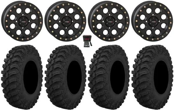 System 3 SB-7 15″ Wheels Black (5+2) 30″ Crawler AT Tires Can-Am Commander Maverick Renegade Outlander Defender