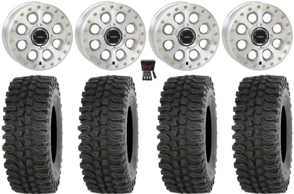 System 3 SB-7 15″ Wheels Machined (5+2) 32″ BDC Tires Kawasaki Mule Pro FXT KRX / Yamaha Wolverine RMAX / YXZ 2019+