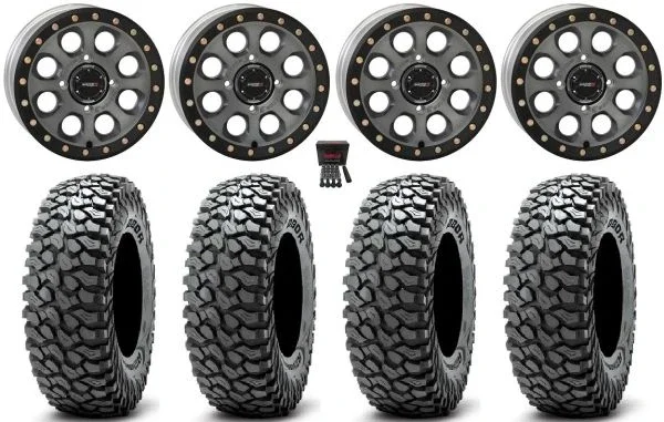 System 3 SB-7 15″ Wheels Ti (5+2) 35″ RocScraper Sticky Tires Can-Am Commander Maverick Renegade Outlander Defender