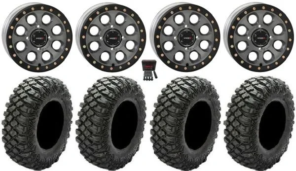 System 3 SB-7 15″ Wheels Ti (6+1) 28″ Crawler XG Tires Can-Am Commander Maverick Renegade Outlander Defender