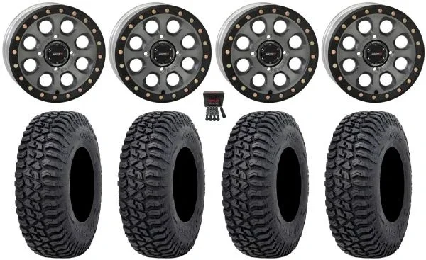 System 3 SB-7 15″ Wheels Titanium (6+1) 35″ Tricera Tires Can-Am Commander Maverick Renegade Outlander Defender