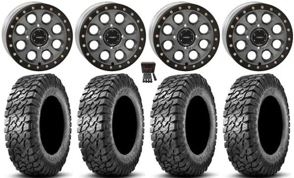 System 3 SB-7 15″ Wheels Titanium (6+1/4+3) 32″ Predator Tires Can-Am Defender
