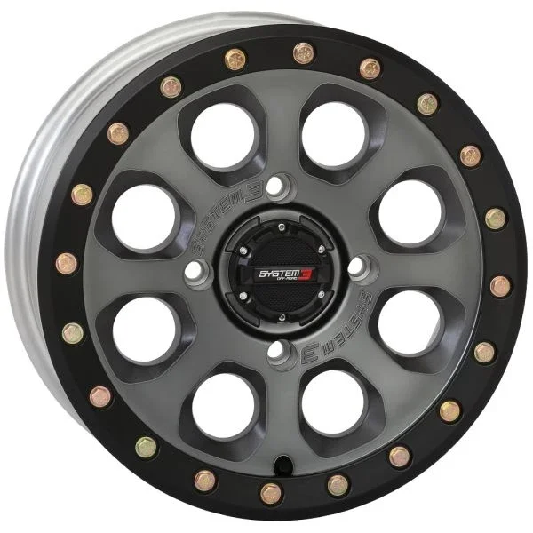 System 3 SB-7 Beadlock 15×7 ATV/UTV Wheel – Titanium (4/137) 5+2 [15S3-7637]