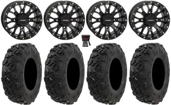 System 3 ST-3 14″ Wheels Black 28″ Harvester Tires Sportsman 550 850 1000