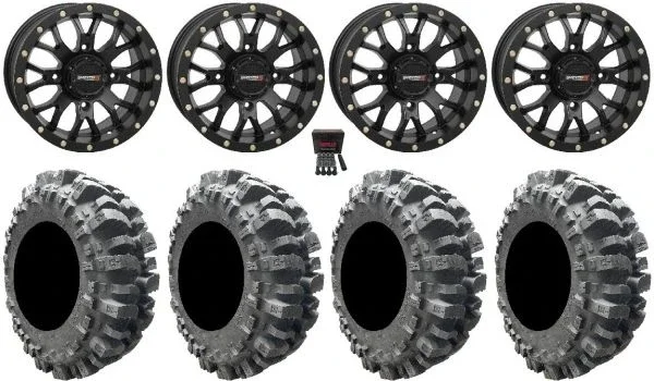 System 3 ST-3 Black 14″ Wheels 31″ Bogger Tires Kawasaki Mule Pro FXT KRX / Yamaha Wolverine RMAX / YXZ 2019+