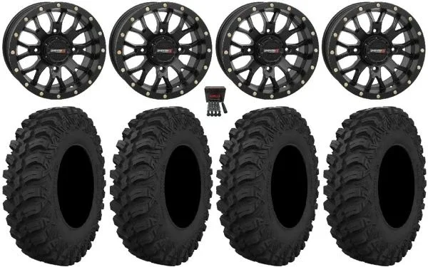 System 3 ST-3 Black 15″ Wheels 30″ Crawler AT Tires Kawasaki Mule Pro FXT KRX / Yamaha Wolverine RMAX / YXZ 2019+