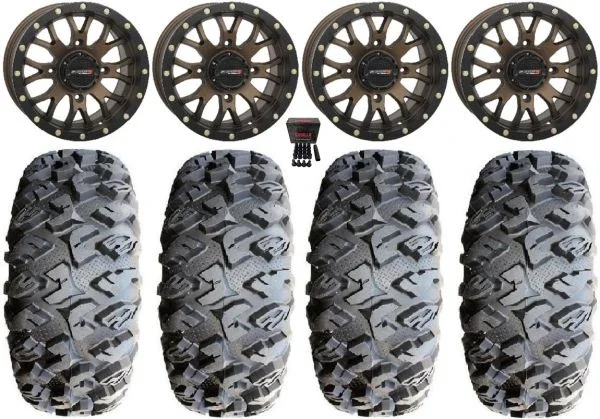 System 3 ST-3 Bronze 14″ Wheels 27″ MotoClaw Tires Polaris RZR XP 1000 / PRO XP / Ranger XP 900/1000