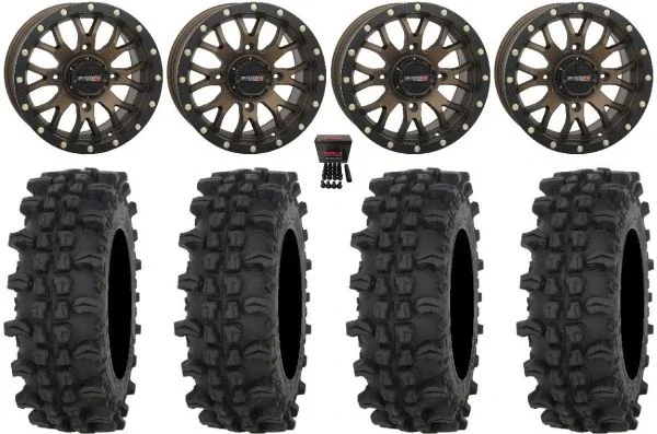 System 3 ST-3 Bronze 14″ Wheels 28″ ACP Tires Honda Rincon Yamaha Rhino Kawasaki Brute Force Suzuki KingQuad