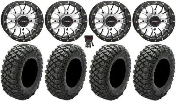 System 3 ST-3 Machined 14″ Wheels 30″ Crawler XG Tires Kawasaki Mule Pro FXT KRX / Yamaha Wolverine RMAX / YXZ 2019+