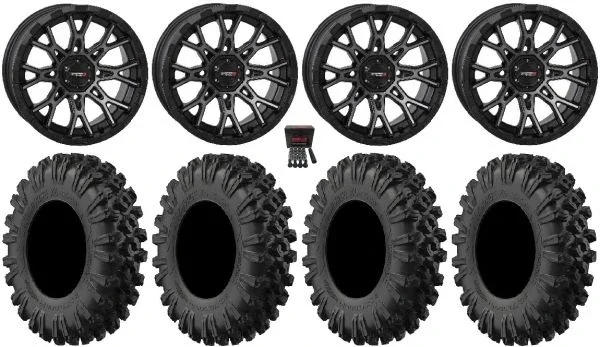 System 3 ST-6 14″ Wheels Dark Tint 30″ MotoRavage XL Tires Can-Am Commander Maverick Renegade Outlander Defender