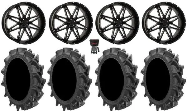 System 3 ST-7 20″ Wheels Milled 33″ MotoHavok Tires Polaris RZR Turbo R & Pro R Ranger 1500 Xpedition