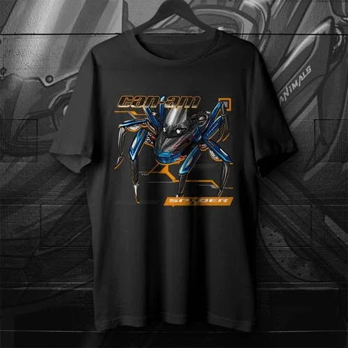 T-Shirt Can-Am RS-S Denim Blue Satin on T-shirt, Motorcycle Tee for Riders