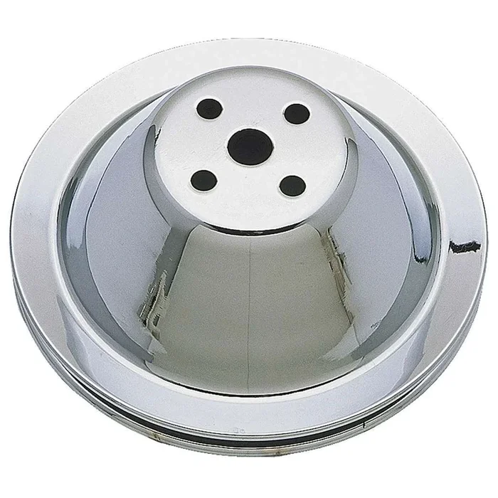 Trans-Dapt V-Belt 1 Groove Water Pump Pulley – 7.1 in Diameter – Chrome – Short Water Pump – Small Block Chevy