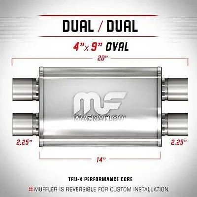 Universal Muffler/Silencer 2.25 D/D Oval 4×9 x 14 | #11385 | MagnaFlow