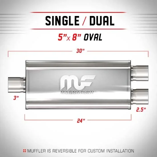 Universal Muffler/Silencer 3/2.5 S/D Oval 5×8 x 24 | #12388 | MagnaFlow