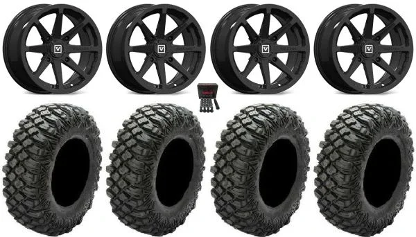 Valor V01 15″ Wheels Black 28″ Crawler XG Tires Yamaha Viking Wolverine YXZ1000R
