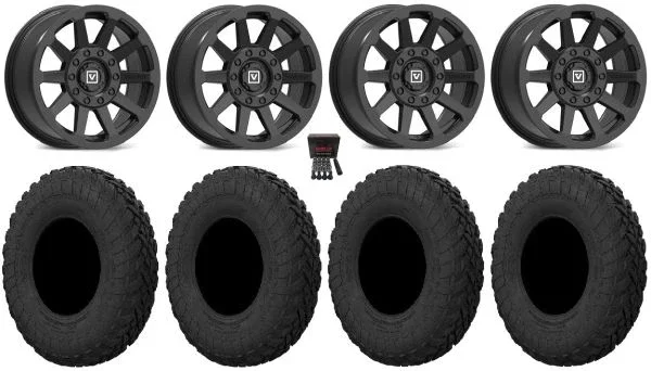 Valor V02 15″ Wheels Black 30″ Gripper R/T Tires Polaris RZR XP 1000 / PRO XP / Ranger XP 900/1000